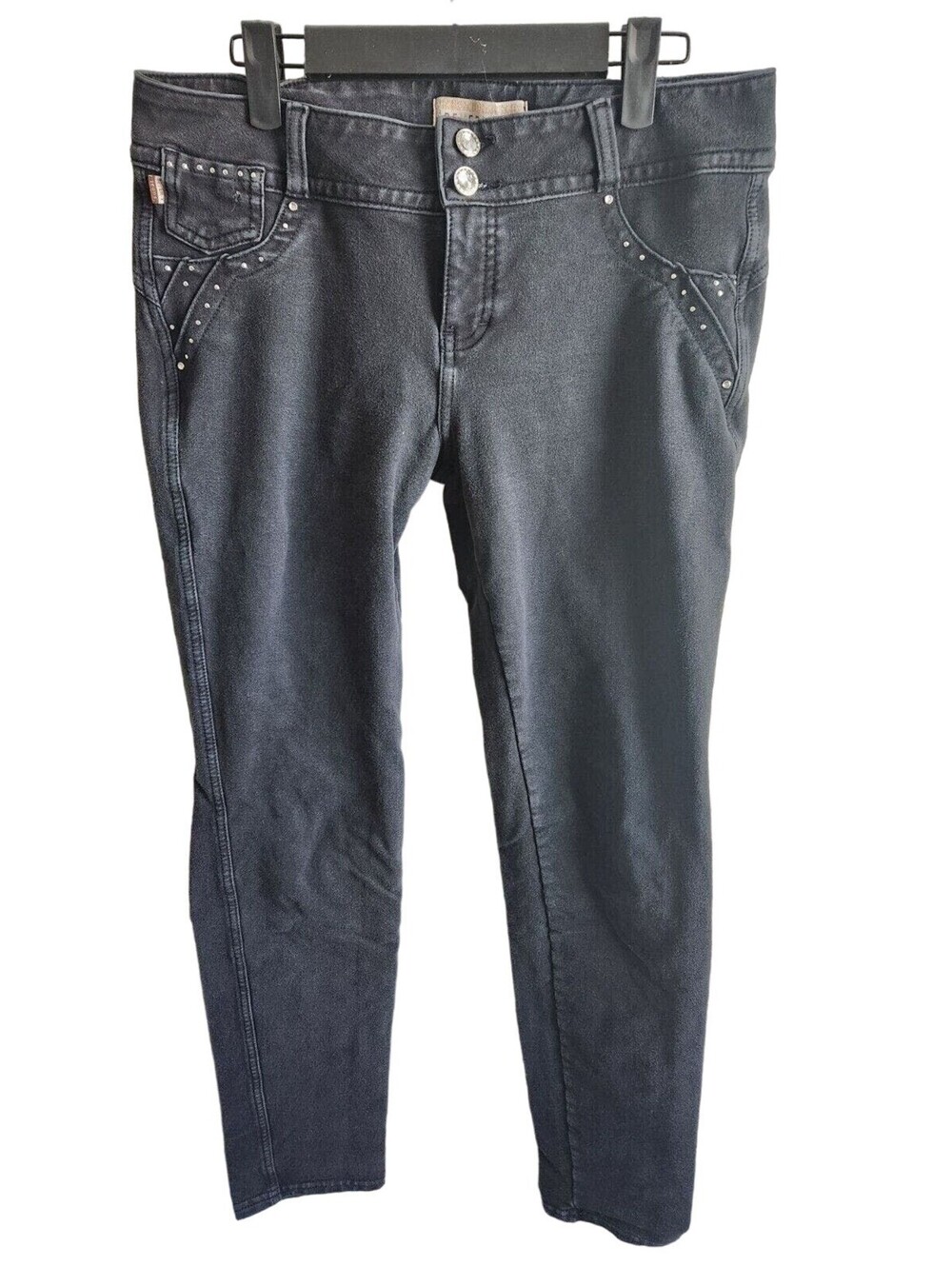 Beverly Jeans Juniors Sz 9 Skinny Jeans Black Gray Studded